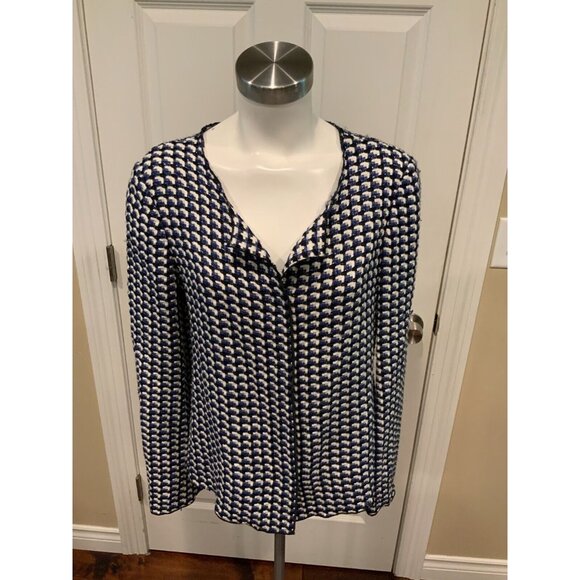 Armani Collezioni Blue & White Plaid Tweed Jacket, Size 8 - Picture 1 of 6